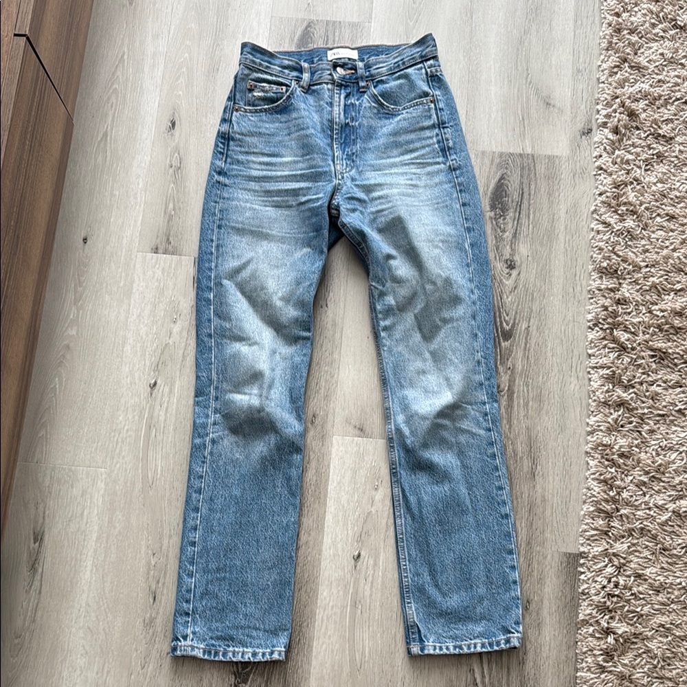 Zara-Classic Blue Denim Jeans (slightly distressed)